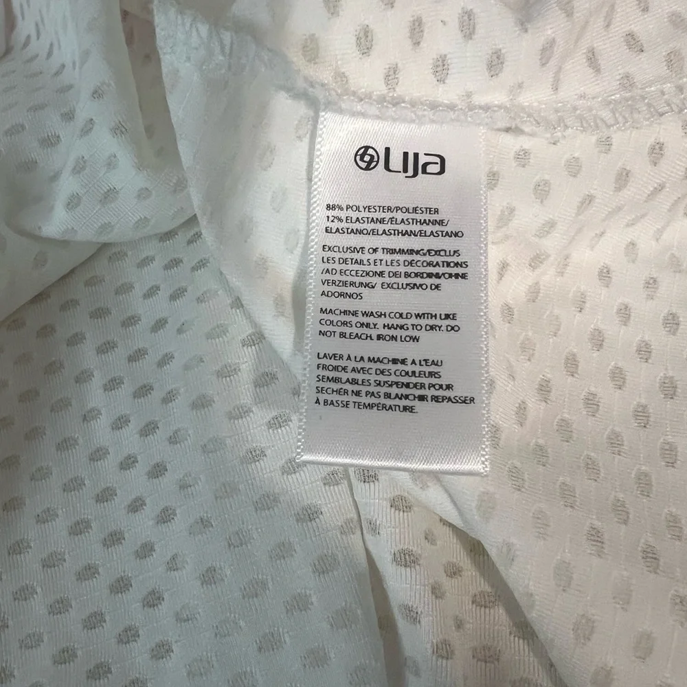 LIJA Women’s Control Tennis Tank Top White with Bubblegum Trim Sz L - Picture 6 of 6